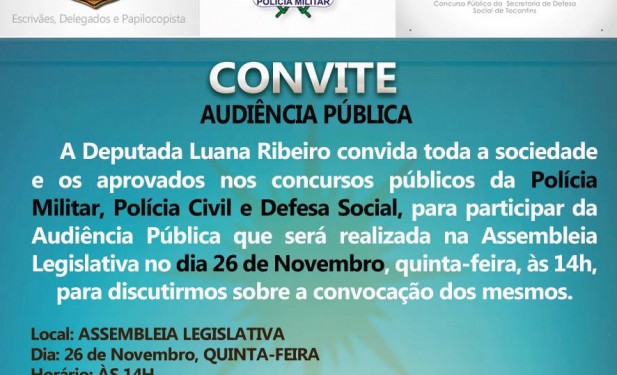 Luana convida para audiência pública sobre aprovados em concursos